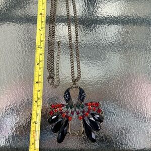 Red and Blue Elegant Twin 🦚Peacock Necklace